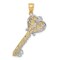 14K Two Tone Gold I Love You Key Pendant Charm Jewelry 35 x 24 mm